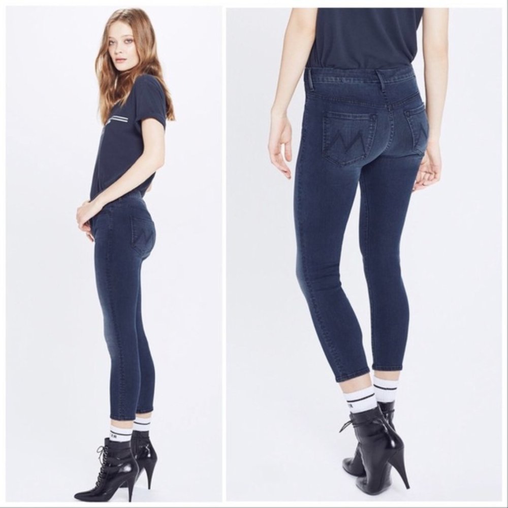MOTHER | High Waisted Crop Stretch Denim Jeans